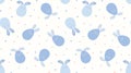 Seamless pattern with blue bunnies. Vector